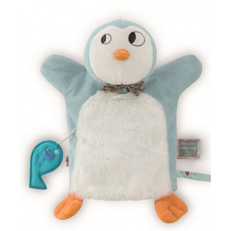  nopnop baby comforter handpuppet penguin white blue fish 